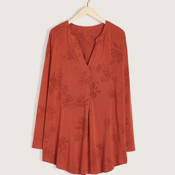 Addition Elle - 4X Printed Mandarin Collar Blouse - Picture 3 of 3